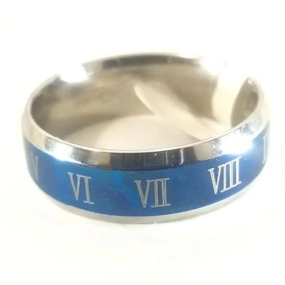 316L stainless steel‎ blue hypoallergenic band tarnish resistant ring size 13
